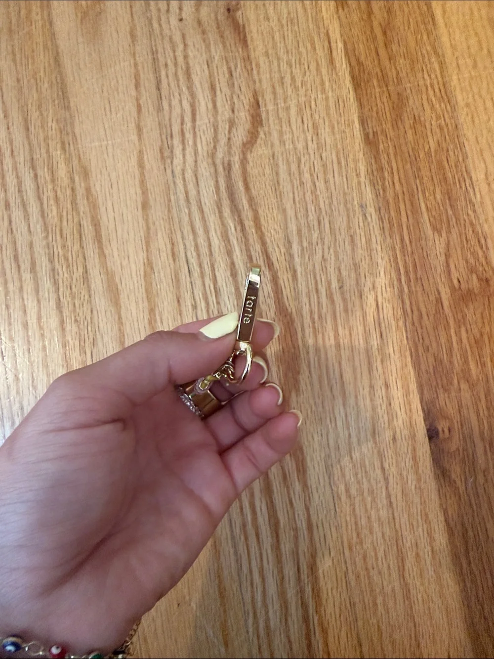 TARTE Gold and Pink High Heel Charm Keychain - Women Accessories